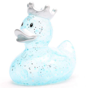 Badeente König Glitzer blau