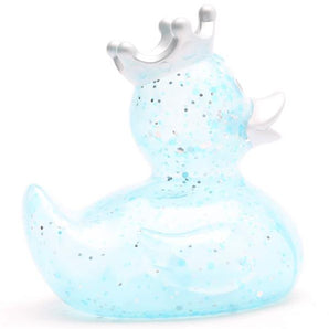 Badeente König Glitzer blau