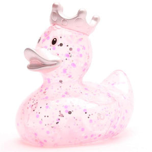 Badeente König Glitzer pink
