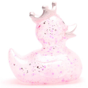 Badeente König Glitzer pink