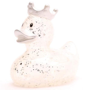 Badeente König Glitzer silber