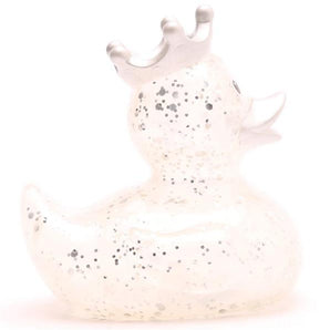 Badeente König Glitzer silber