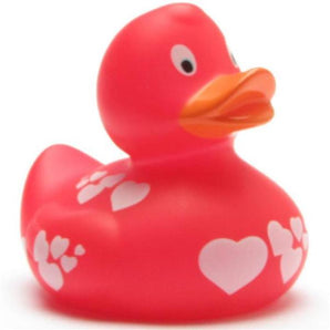 Quietscheente rot mit Herzchen