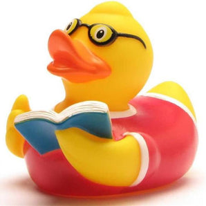 Bücherwurm Quietscheente mit Brille