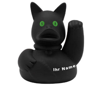 Ente Winkekatze schwarz - Personalisiert