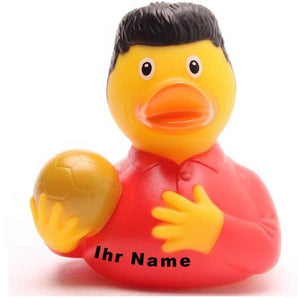 Ente Fußballstar - rot/grün - Personalisiert