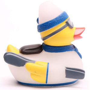 Badeente Schifahrer - weiss/blau