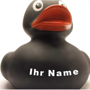 Ente XXL Sophia - schwarz mit rotem Schnabel - Personalisiert