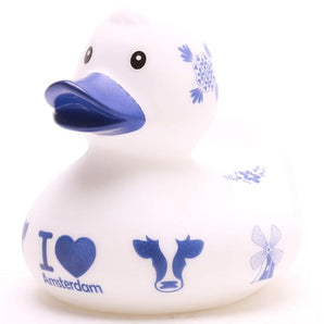 Badeente Delftblue - I love Amsterdam
