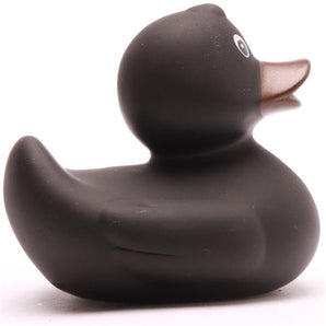 Badeente  schwarz mit goldenem Schnabel