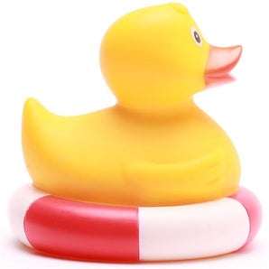 Badeente im Rettungsring - rot