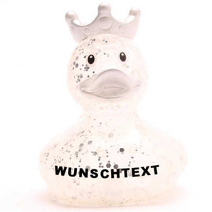 Ente König Glitzer silber - Personalisiert