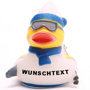 Ente Schifahrer - weiss/blau - Personalisiert