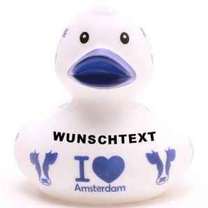 Badeente Delftblue - I love Amsterdam - Personalisiert
