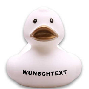 Badeente weiss mit goldenem Schnabel - Personalisiert