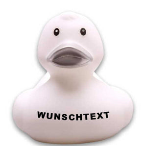 Badeente weiss mit silbernem Schnabel - Personalisiert