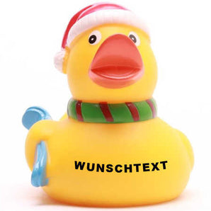 Quietscheentchen Weihnachtsmann Ski - Personalisiert
