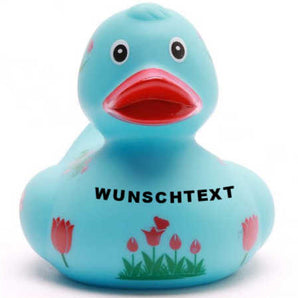 Badeente Tulpe - blau - Personalisiert