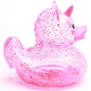 Glitzer Einhorn pink Quietscheente XL