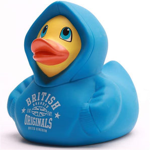 Badeente British Hoodie - blau - 9,5 cm
