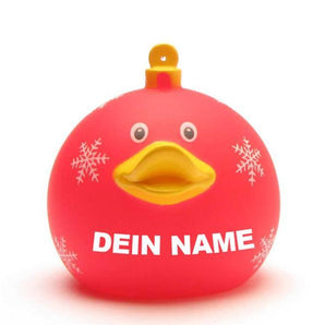 Ente Weihnachtskugel rot - Personalisiert