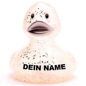Ente Glitzer silber - Personalisiert