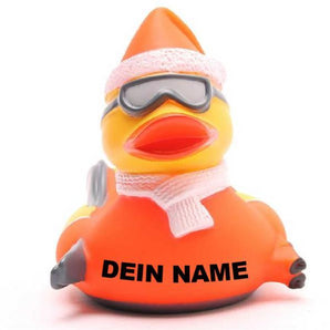 Ente Skifahrer - orange - Personalisiert