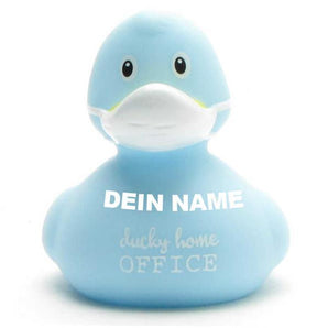 Corona Ente blau "Homeoffice" - Personalisiert