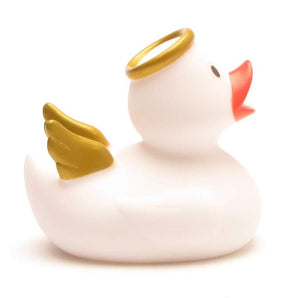 Engel Quietscheente mit goldenen Flügeln