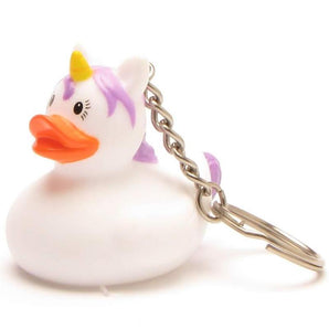 Schlüsselanhänger Einhorn Badeente - weiss