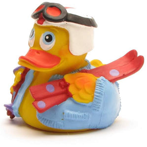 Ski-Duck mit weißem Helm und Brille - blau