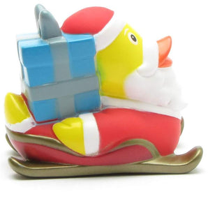 Weihnachtsmann Badeente auf Schlitten