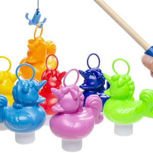 Entenangeln Einhorn - 11 cm - 7er Set - inkl. 2 Angeln