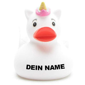 Einhorn Badeente mit Flügeln - Personalisiert