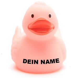 Glow in the Dark Ente - pink - Personalisiert