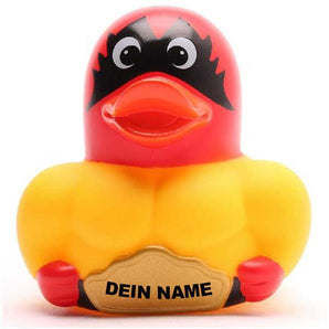 Wrestling Badeente - rote Kappe - Personalisiert
